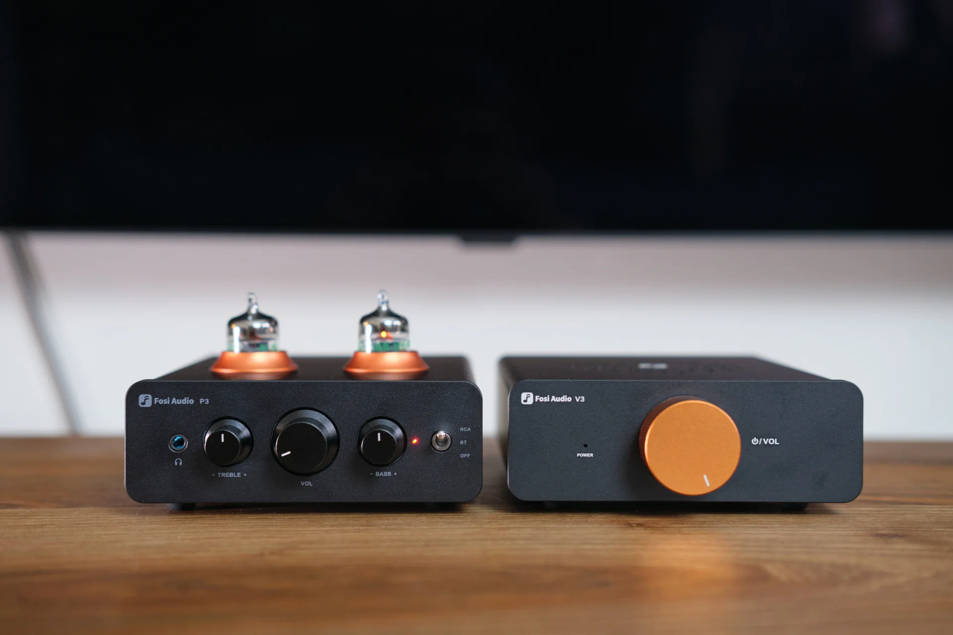 Fosi Audio P3 and V3 front